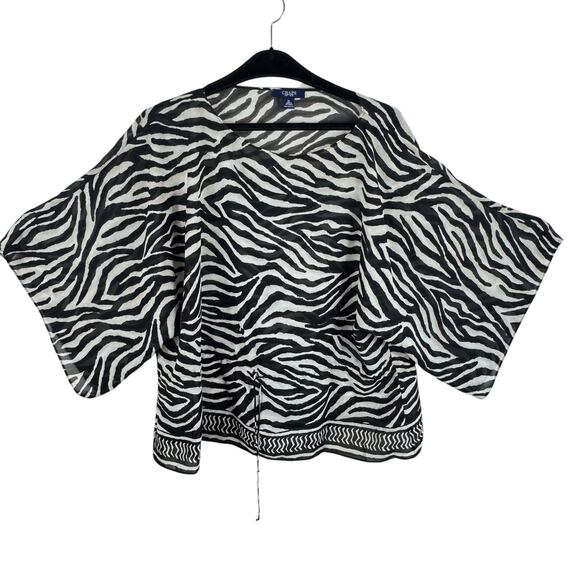 Chaps Zebra Print Sheer Kimono Sleeve Lightweight Chiffon Blouse Size XL - Picture 1 of 5